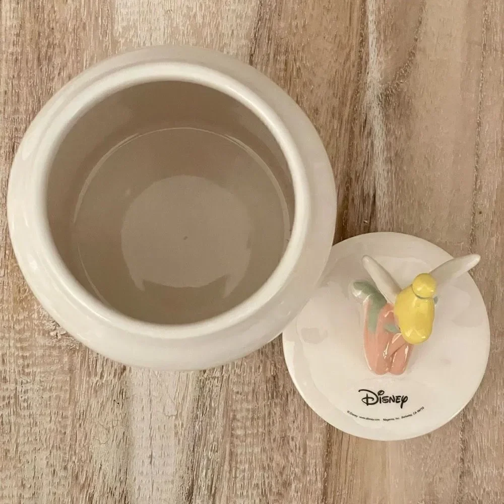 NWT Gorgeous 3D Rae Dunn Disney Canister White Ceramic Tinkerbell Tinker Bell